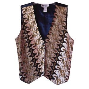 Vintage Academia Black & Gold Sequined Vest ▫️⚜️🔲